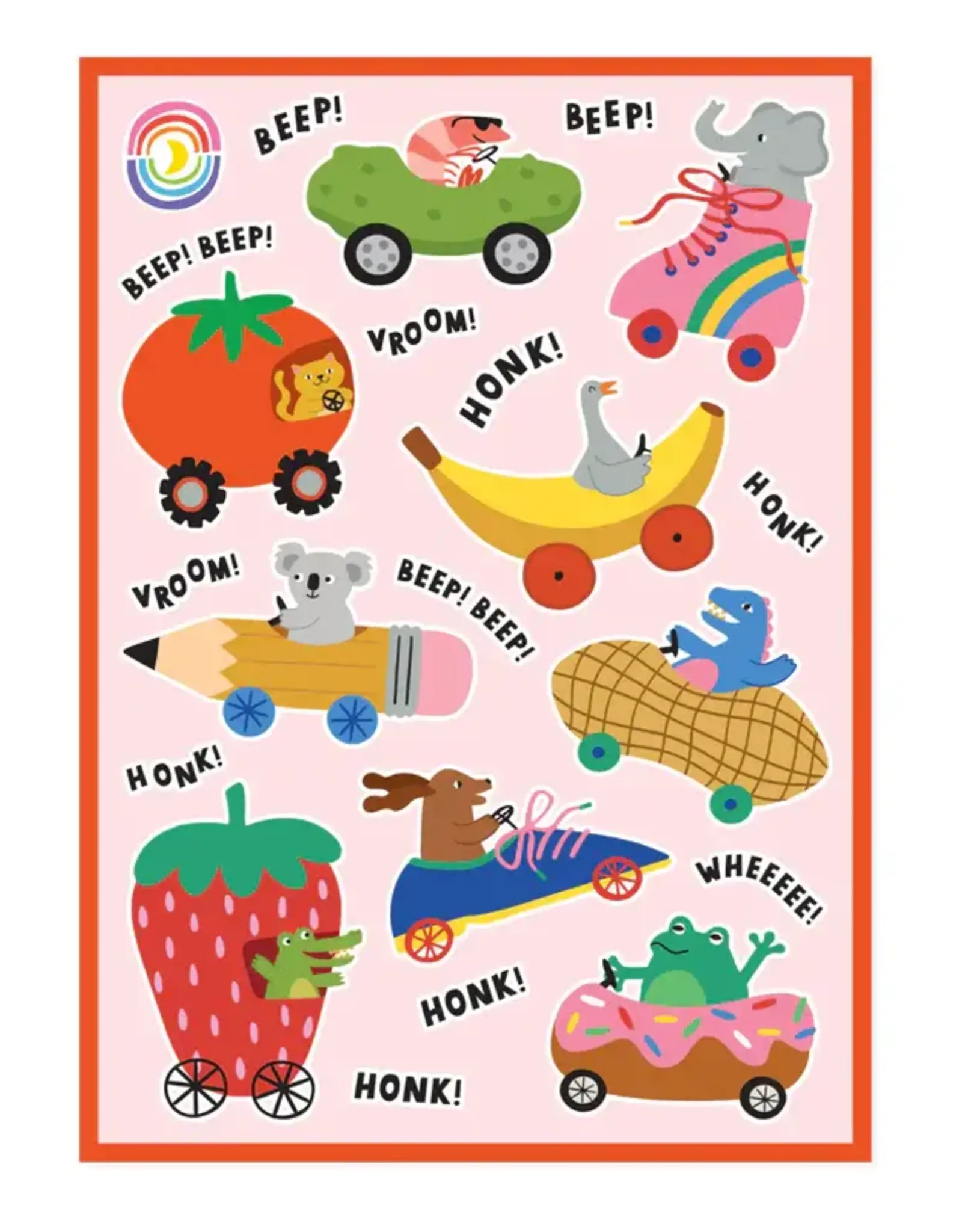 Moonbow Creative Glossy Sticker Sheet: Wheely Fun Cars