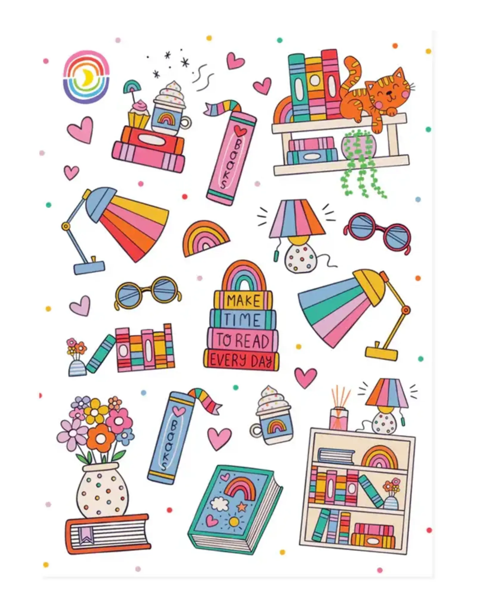 Moonbow Creative Glossy Sticker Sheet: Bookish Bliss