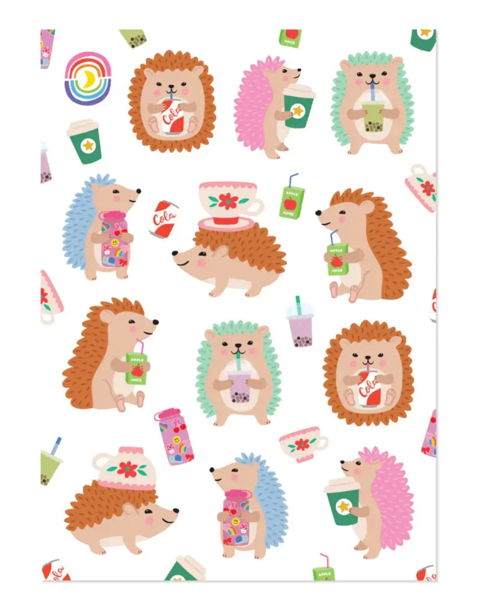 Moonbow Creative Glossy Sticker Sheet: Hydrating Hedgehogs