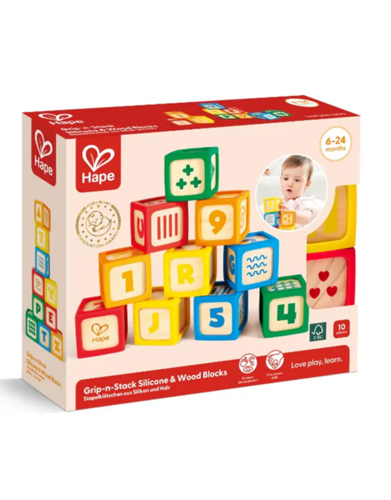 Hape Grip-n-Stack Silicone &  Wood Blocks