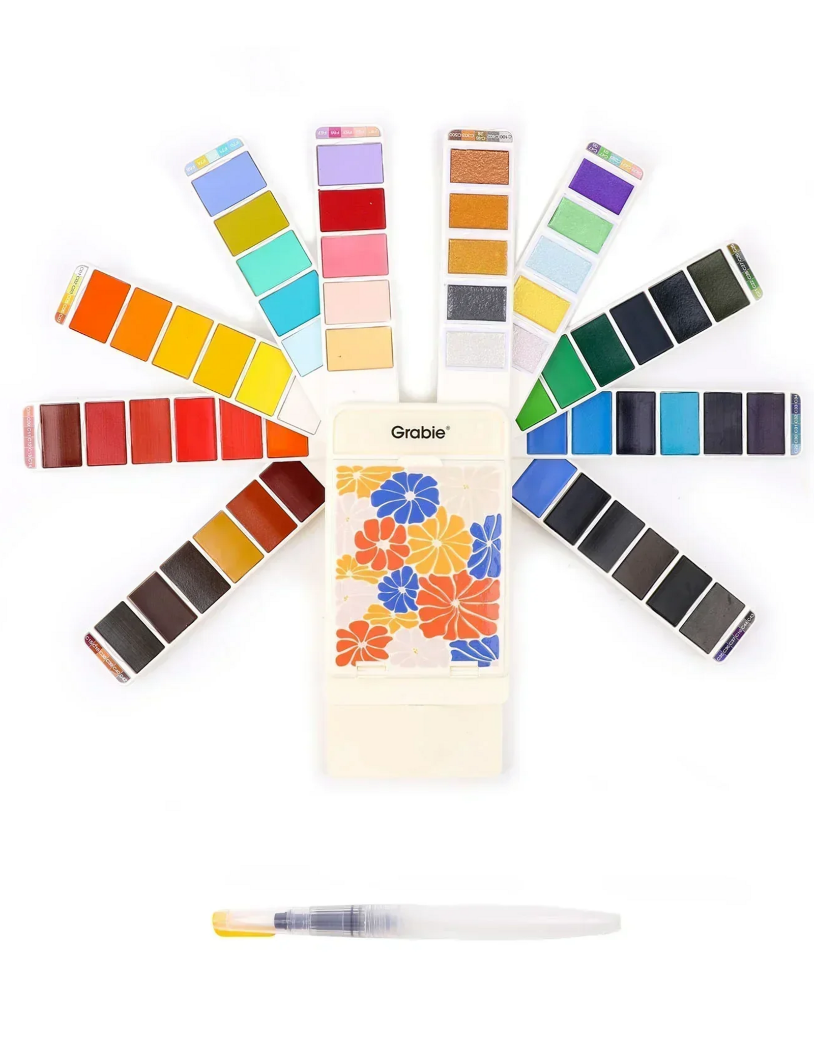Grabie Foldable Watercolor Set Of 56 With Water  Brush Pen