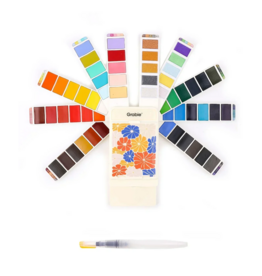 Grabie Foldable Watercolor Set Of 56 With Water  Brush Pen