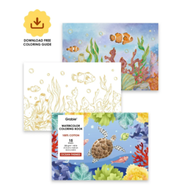 Grabie 15 Sheets 140LB Ocean-Themed  Watercolor Coloring