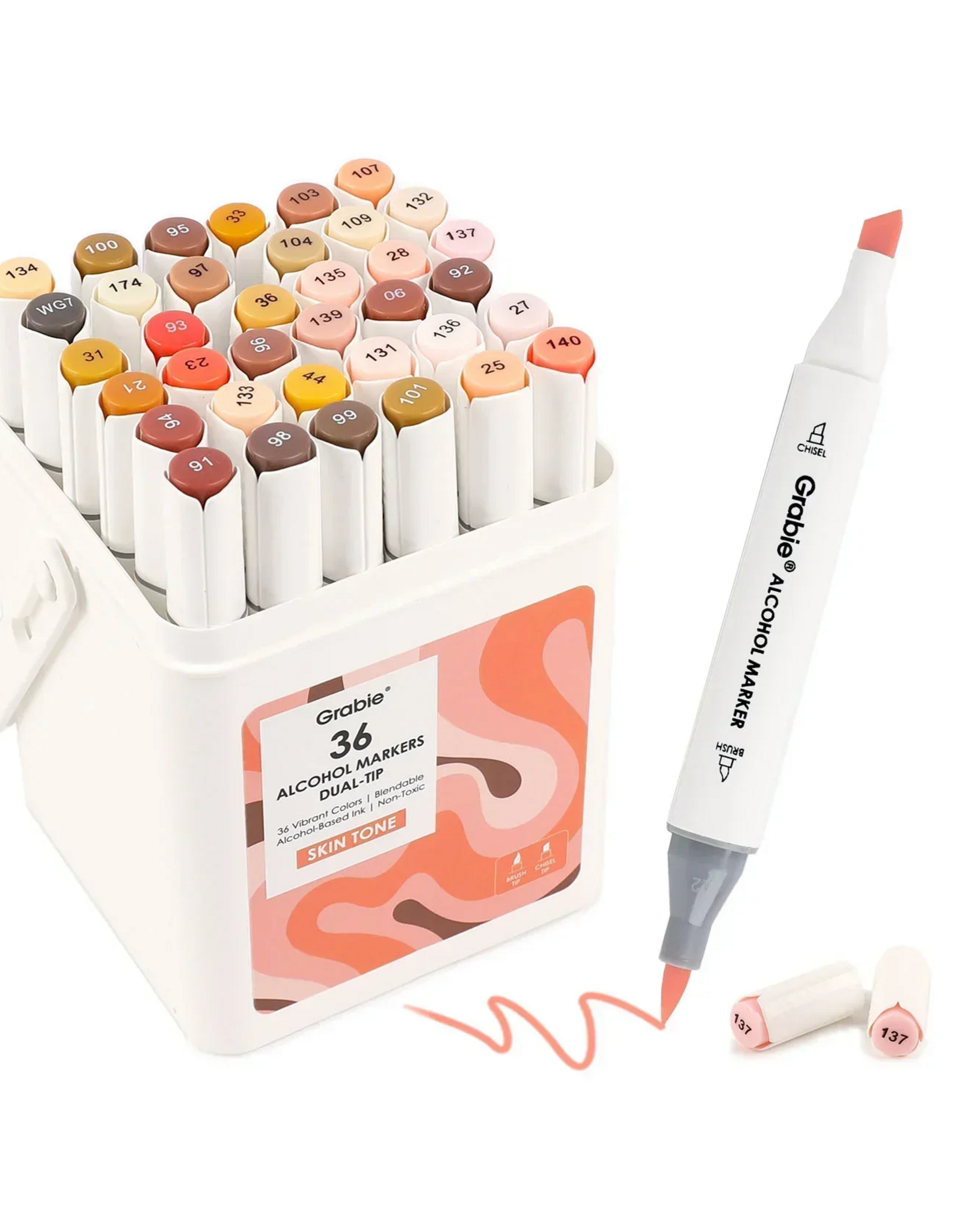 Grabie Dual-Tip  Alcohol-Based Marker Set Of 36 - Skin Tone
