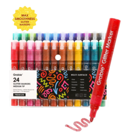 Grabie Iridescent Glitter Acrylic Paint Marker Set of 24