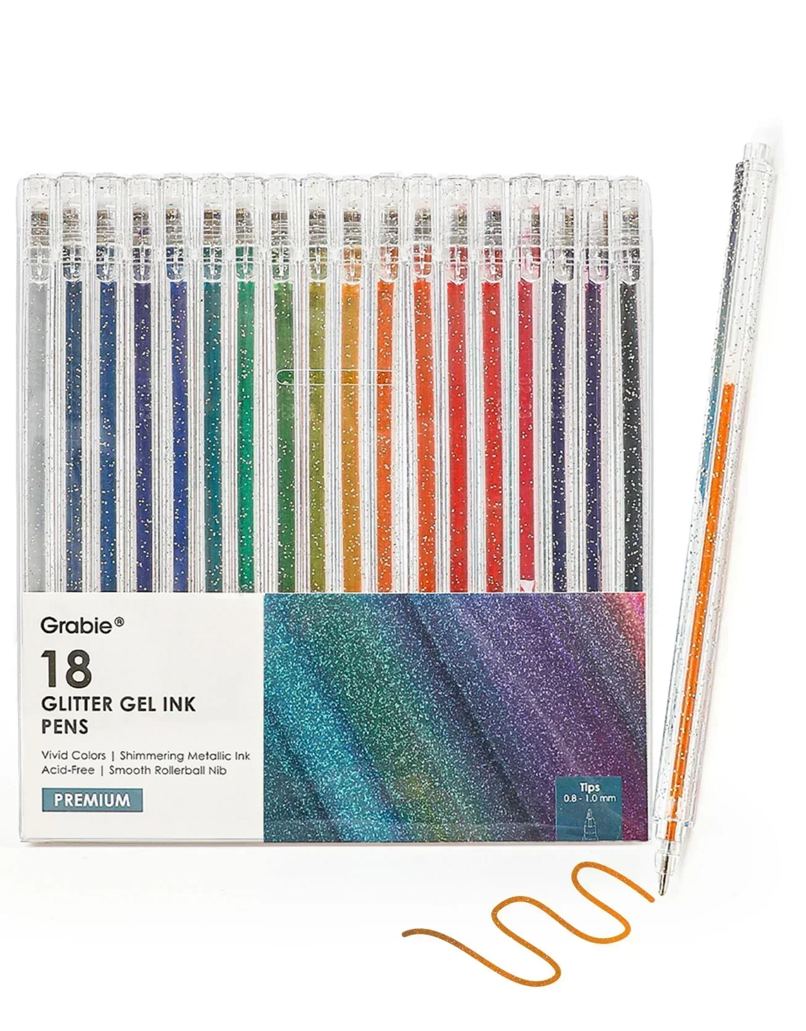 Grabie Capped Iridescent Glitter Gel Ink Pen Set of 18