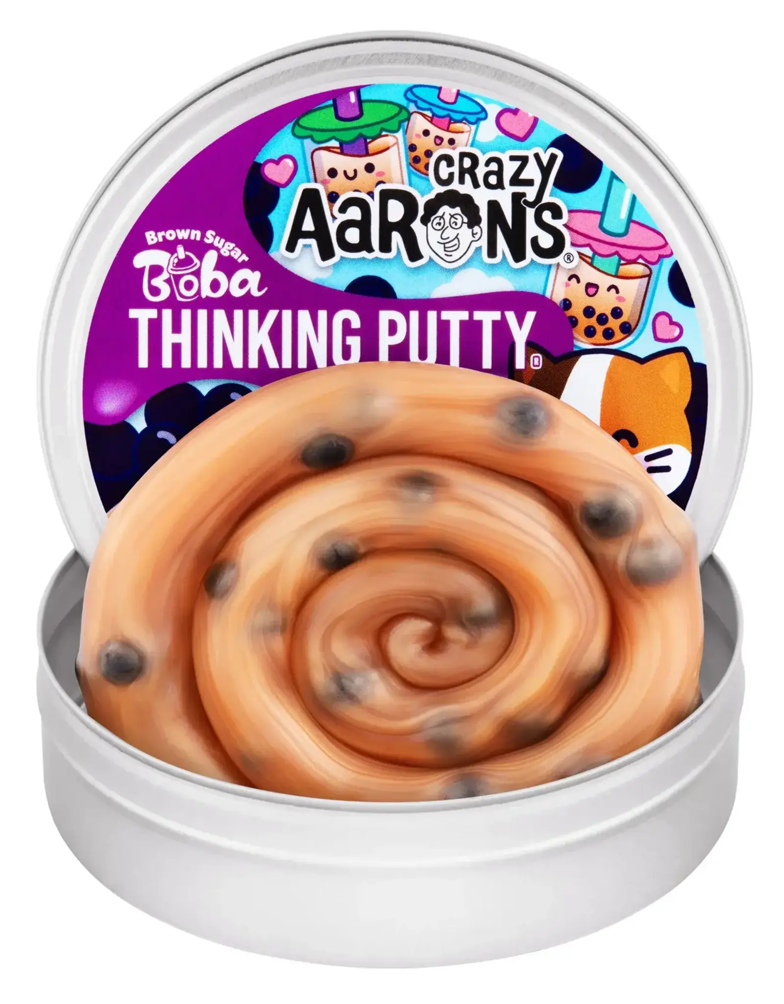 Crazy Aaron's Putty World Thinking Putty 4" Tin: Brown Sugar Boba