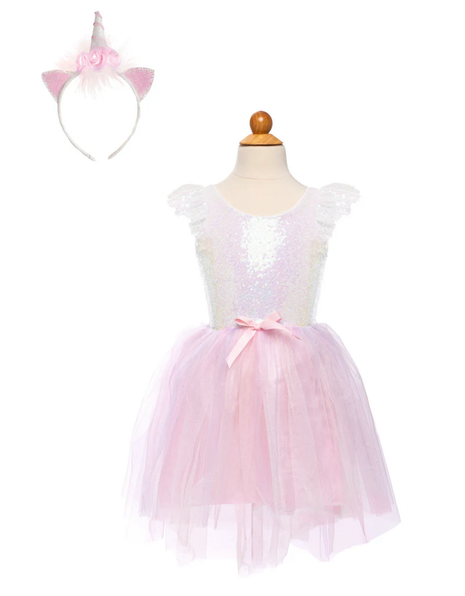 Creative Education Dreamy Unicorn Dress & Headband, Iridescent/Pink, Size 5-6