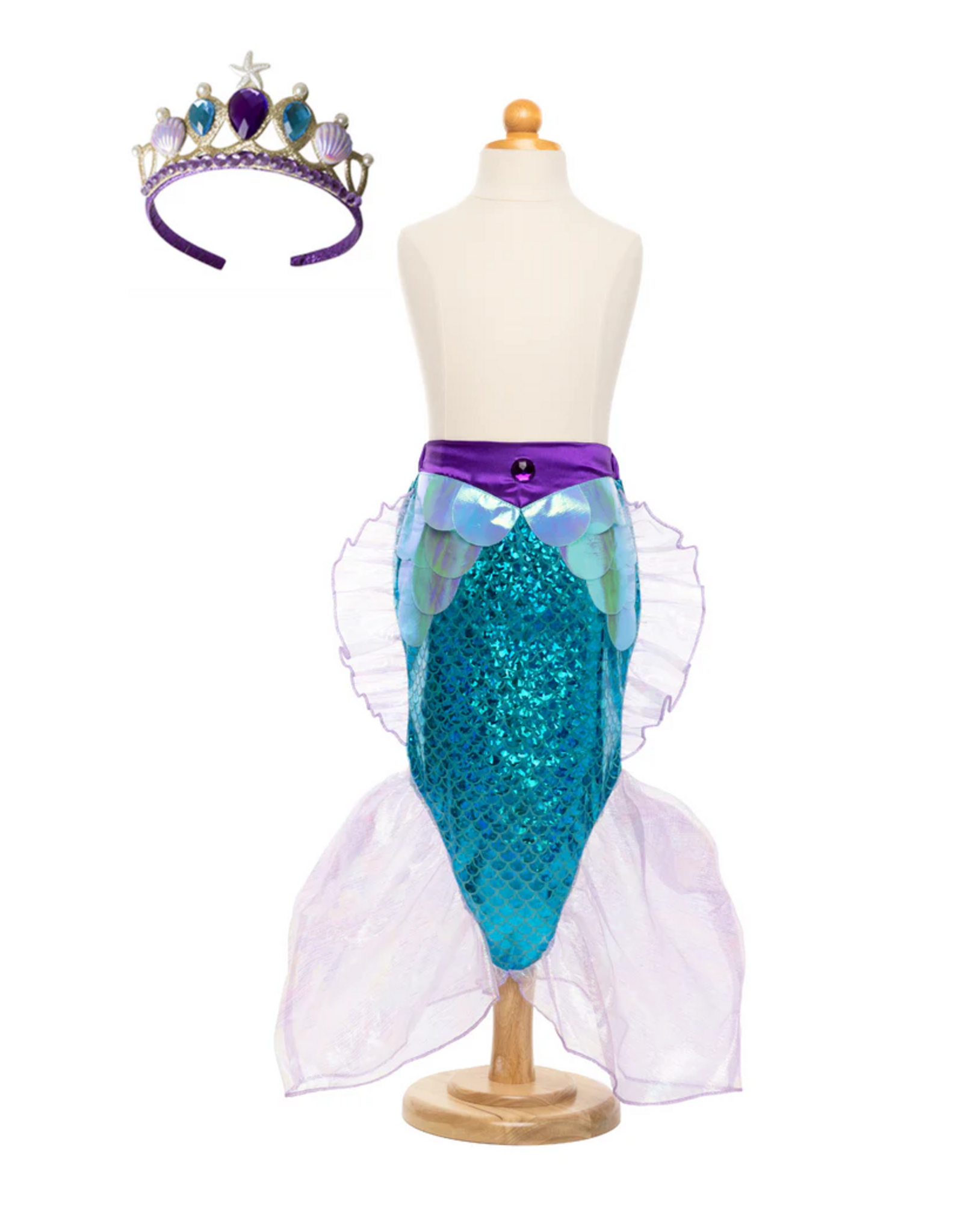 Creative Education Mermaid Glimmer Skirt w/Tiara, Lilac/Blue, Size 5-6