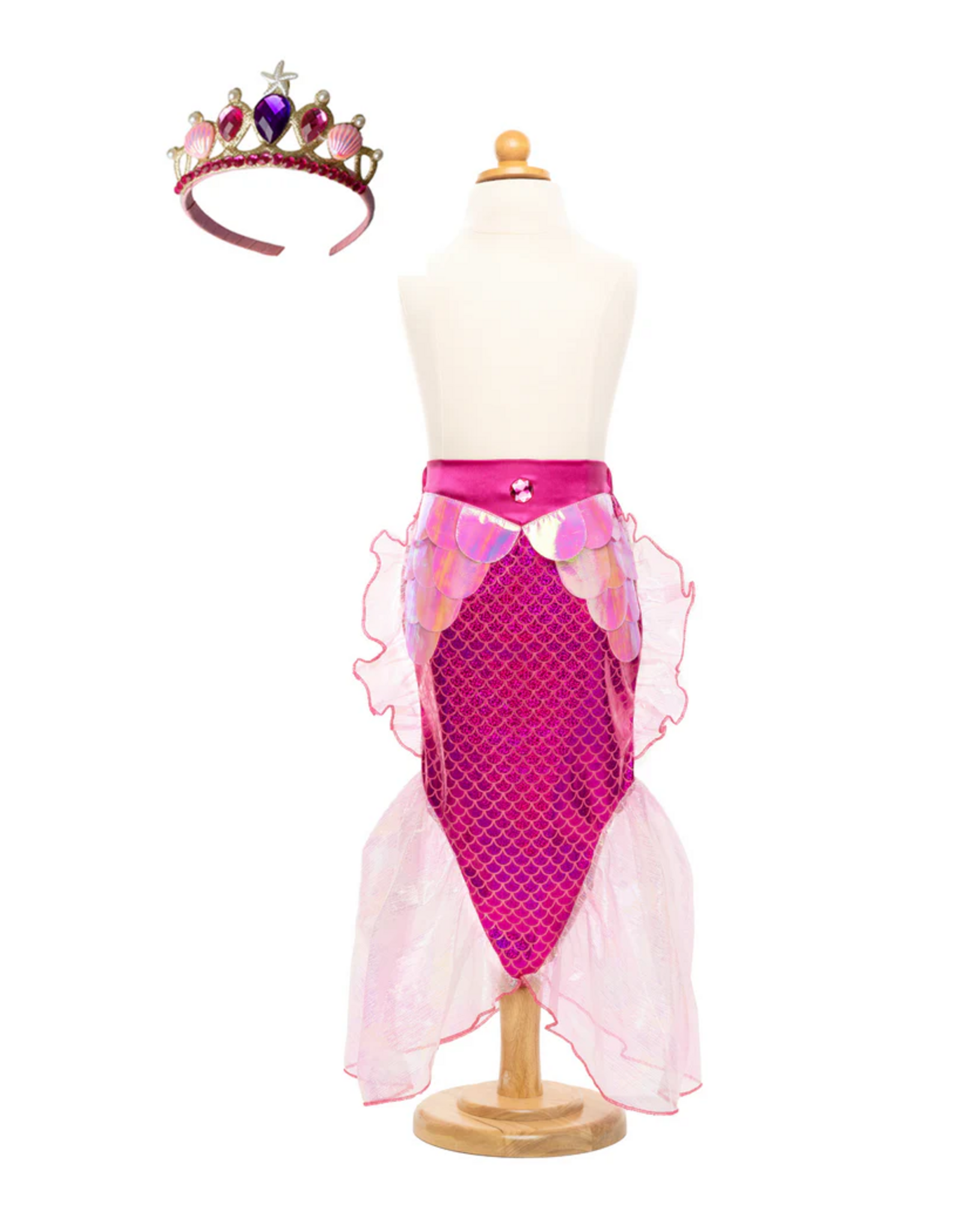 Creative Education Mermaid Glimmer Skirt w/Tiara, Pink, Size 5-6