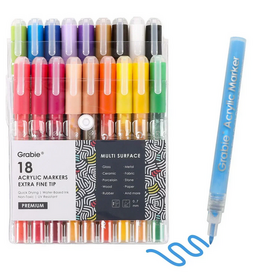 Grabie Extra Fine Tip Acrylic Paint Marker Set of  18