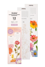Grabie Watercolor Coloring Bookmarks: Flower Edition