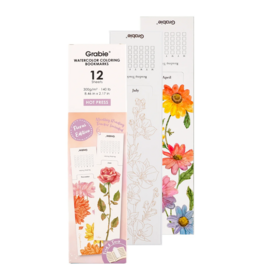 Grabie Watercolor Coloring Bookmarks: Flower Edition