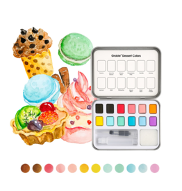 Grabie Watercolor Pocket Set of 12 with Brush: Dessert