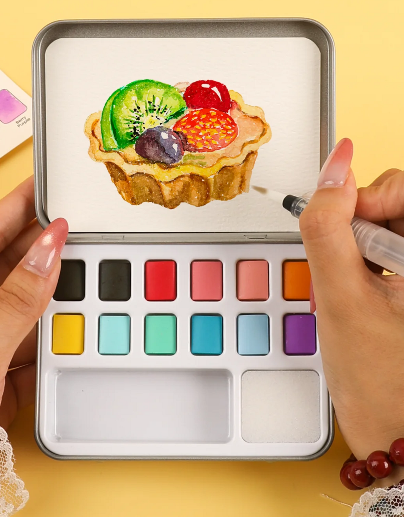 Grabie Watercolor Pocket Set of 12 with Brush: Dessert