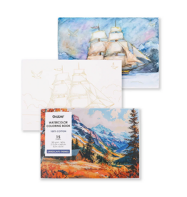 Grabie 15 Sheets 140LB Landscape-Themed  Watercolor Coloring
