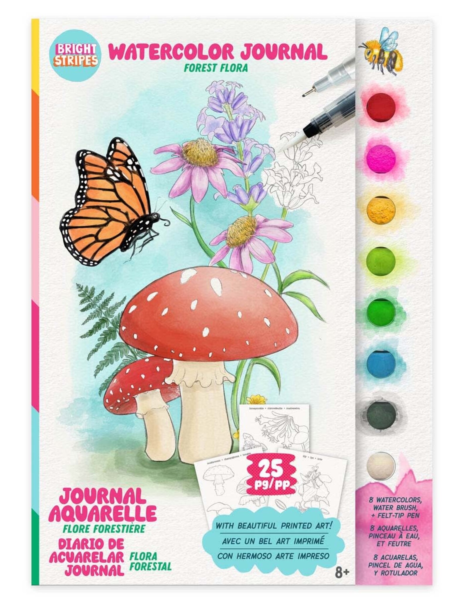 Bright Stripes Watercolor Journal Flora