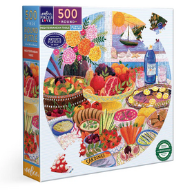 eeBoo 500pc Round Puzzle: Mediterranean Table