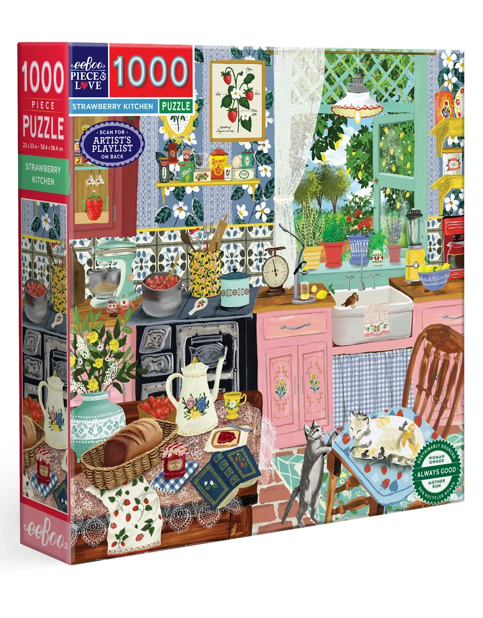 eeBoo 1000pc Puzzle: Strawberry Kitchen
