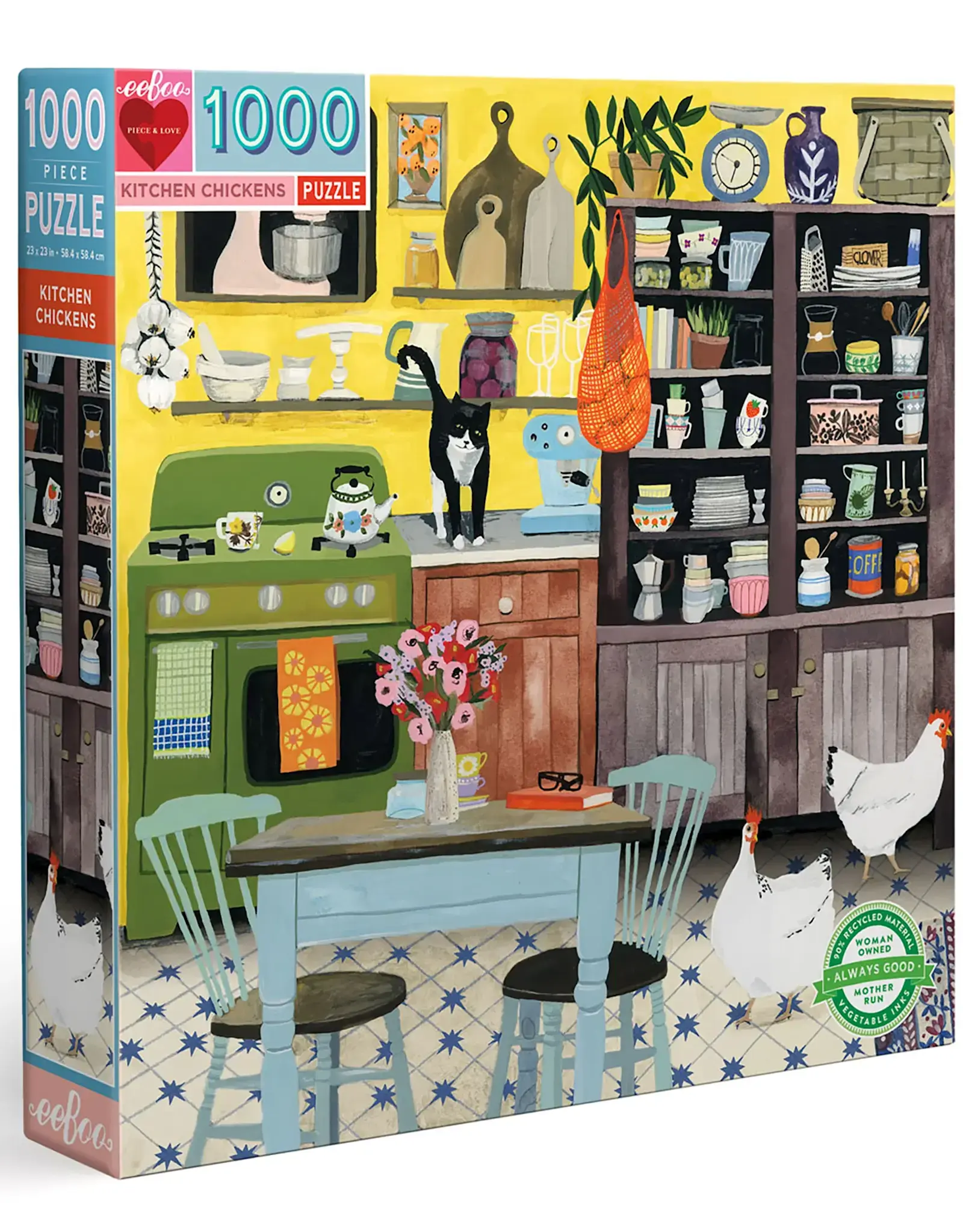 eeBoo 1000pc-Puzzle: Kitchen Chickens