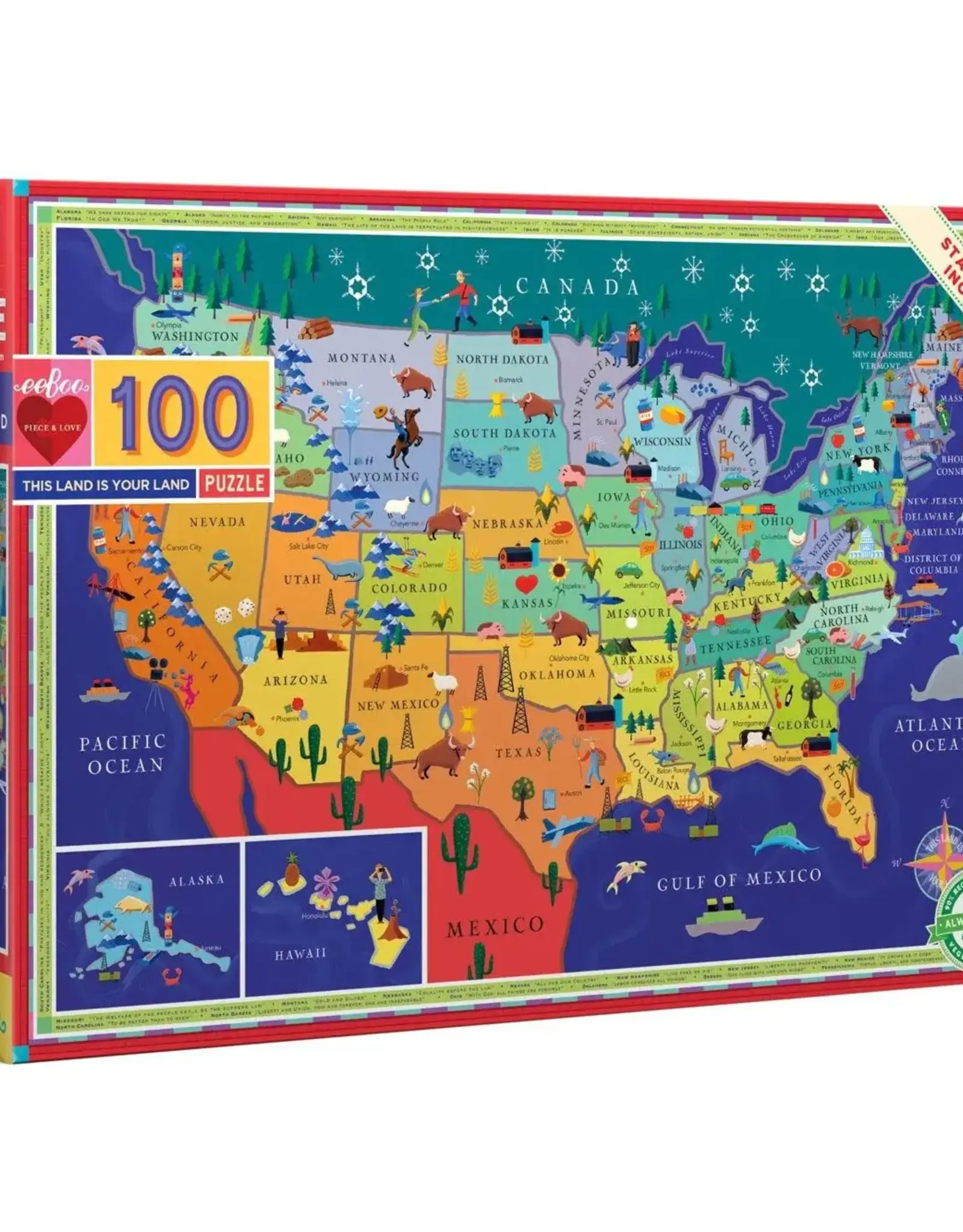 eeBoo 100pc-Puzzle: This Land is Your Land, 2nd Ed