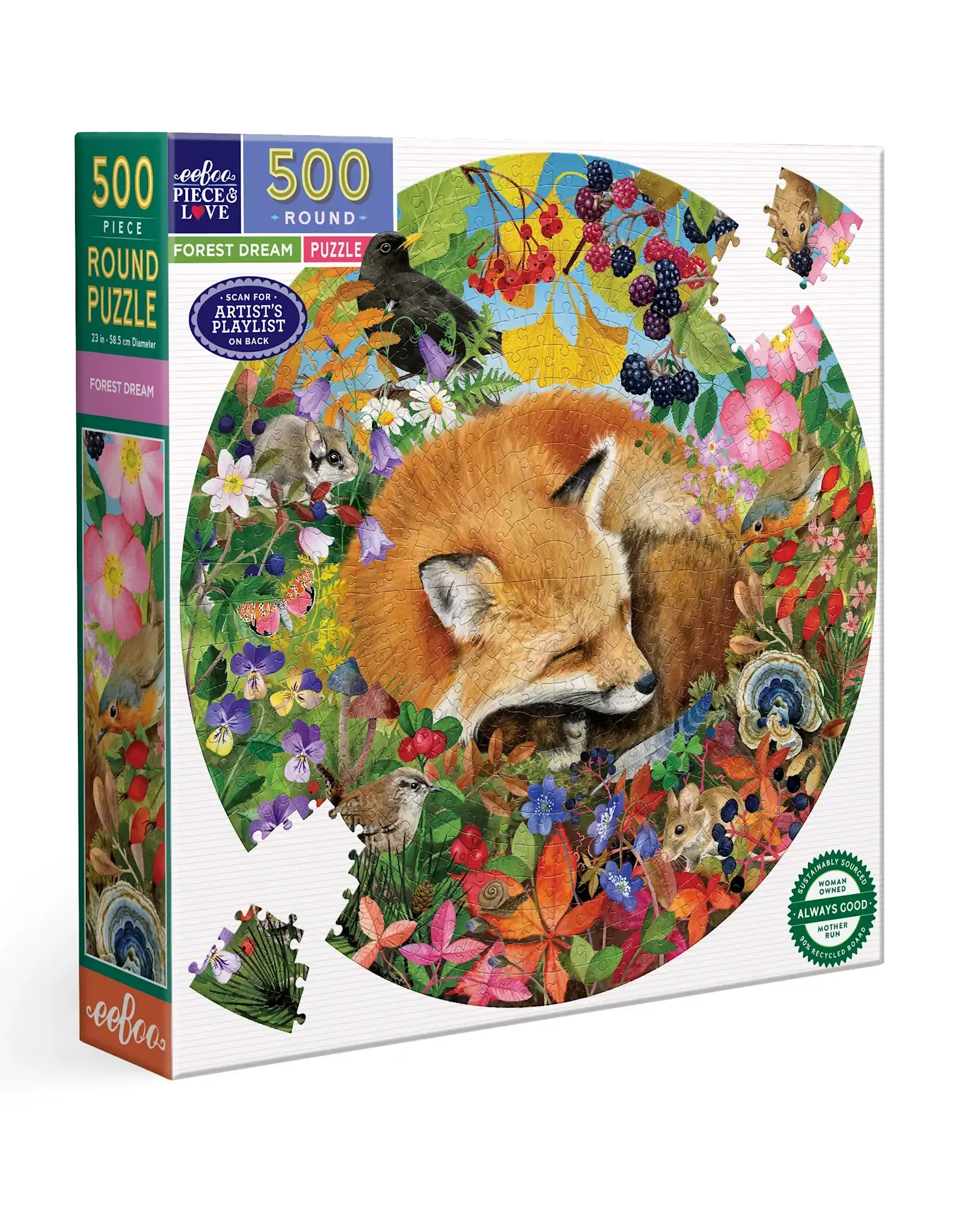 eeBoo 500pc Round Puzzle: Forest Dream