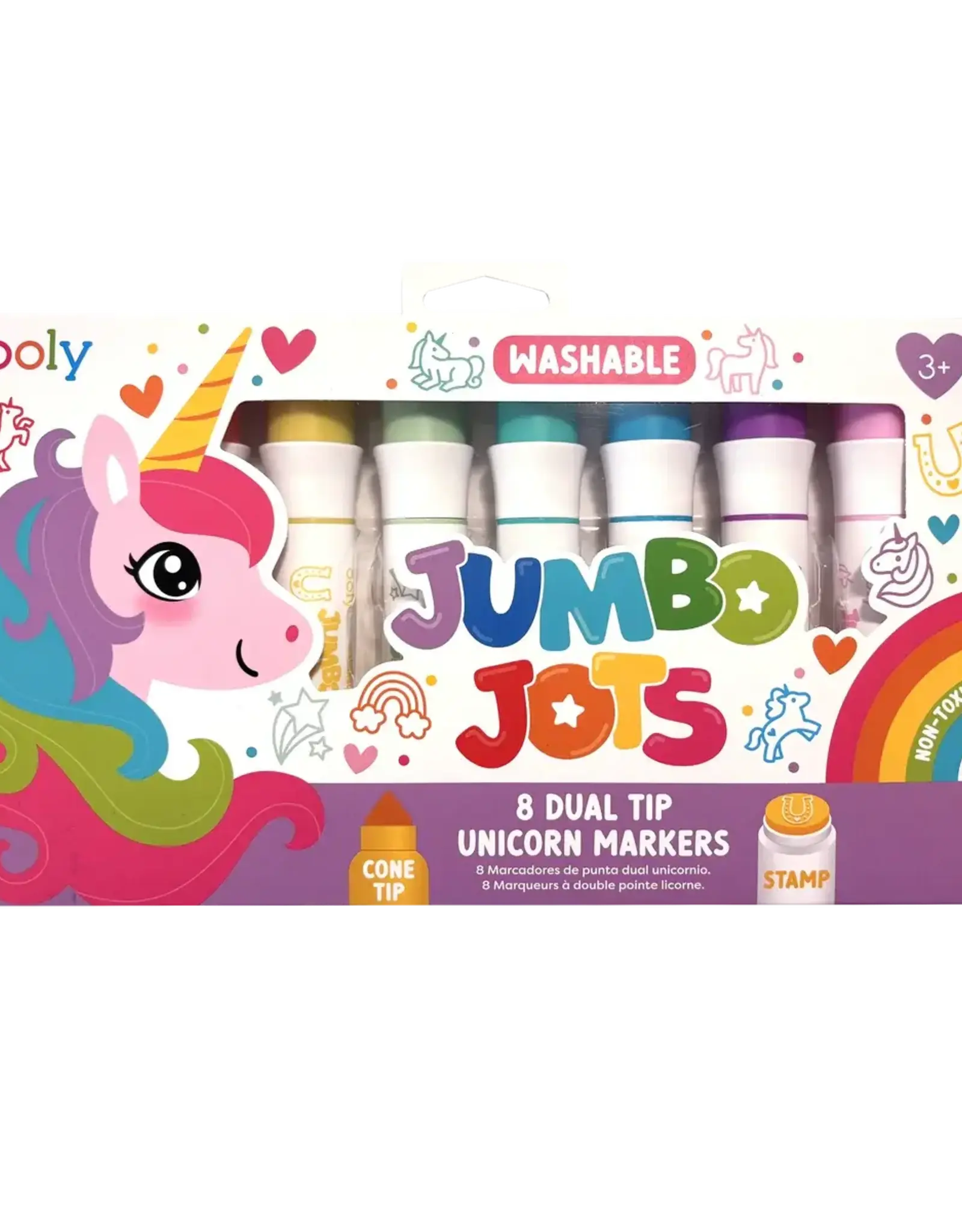 Ooly Jumbo Jots: Dual Tip Cone & Stamp Markers - Unicorn