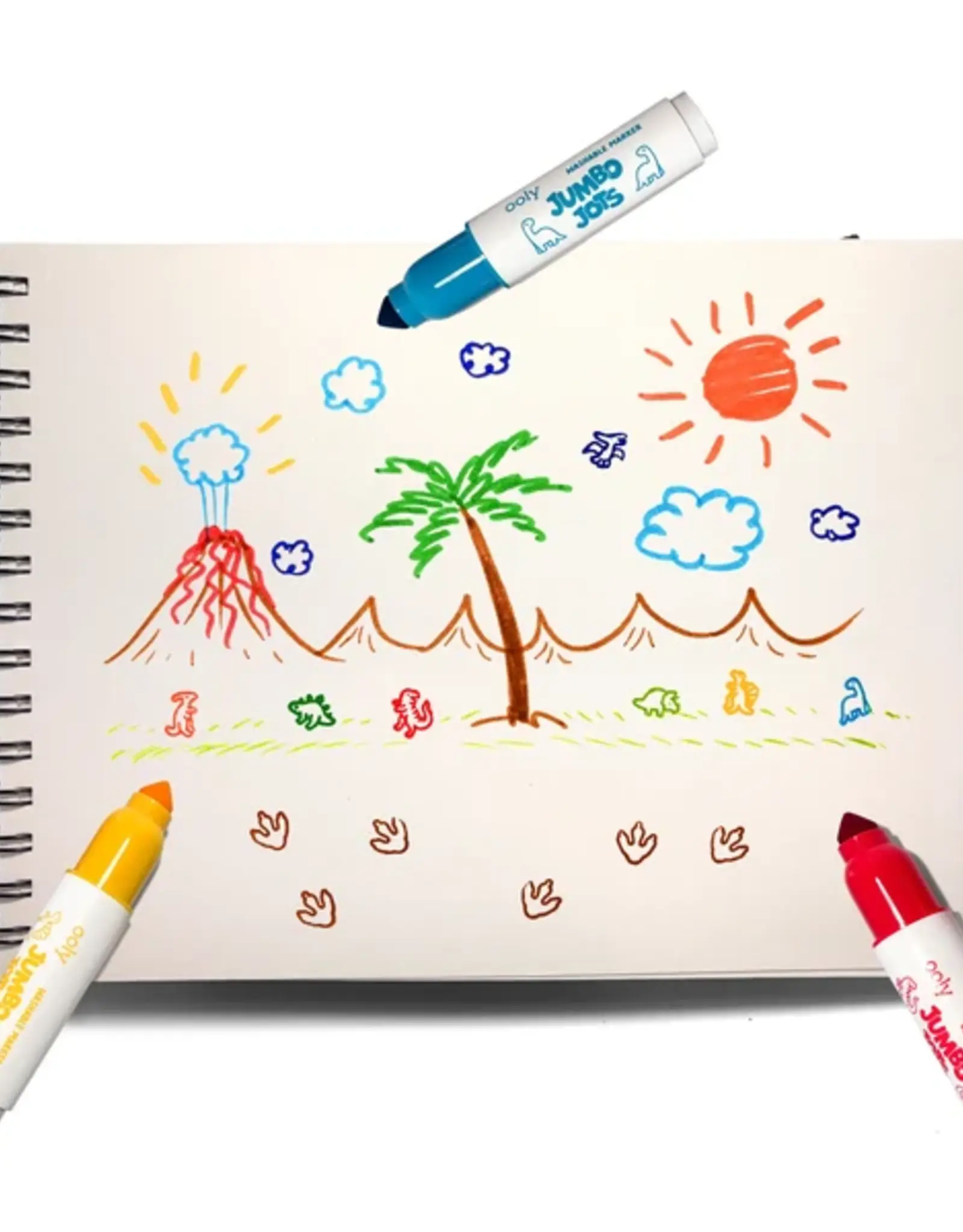 Ooly Jumbo Jots: Dual Tip Cone & Stamp Markers - Dinosaur