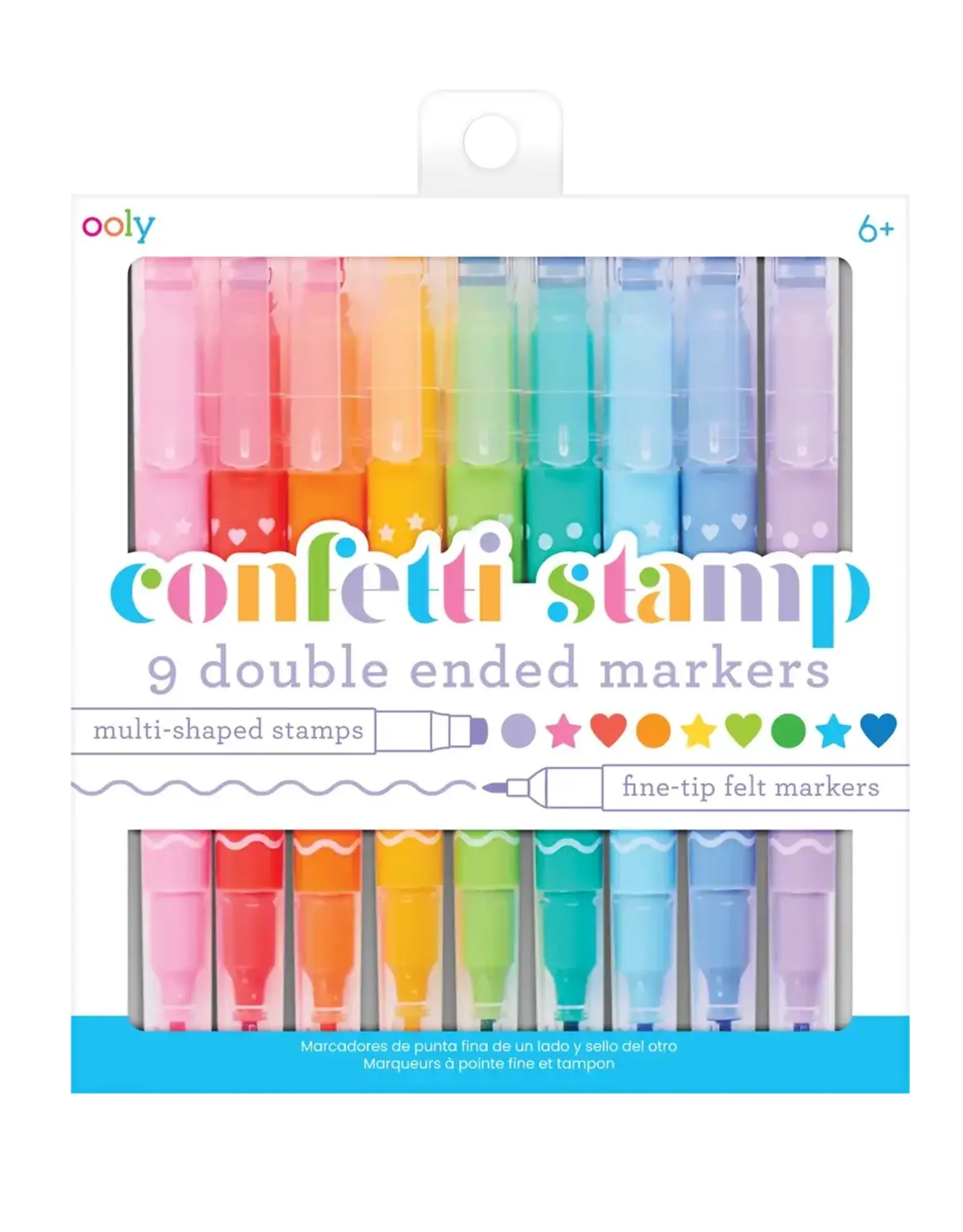 Ooly Confetti Stamp Double-Ended Markers - Set of 9