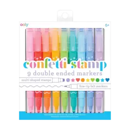 Ooly Confetti Stamp Double-Ended Markers - Set of 9