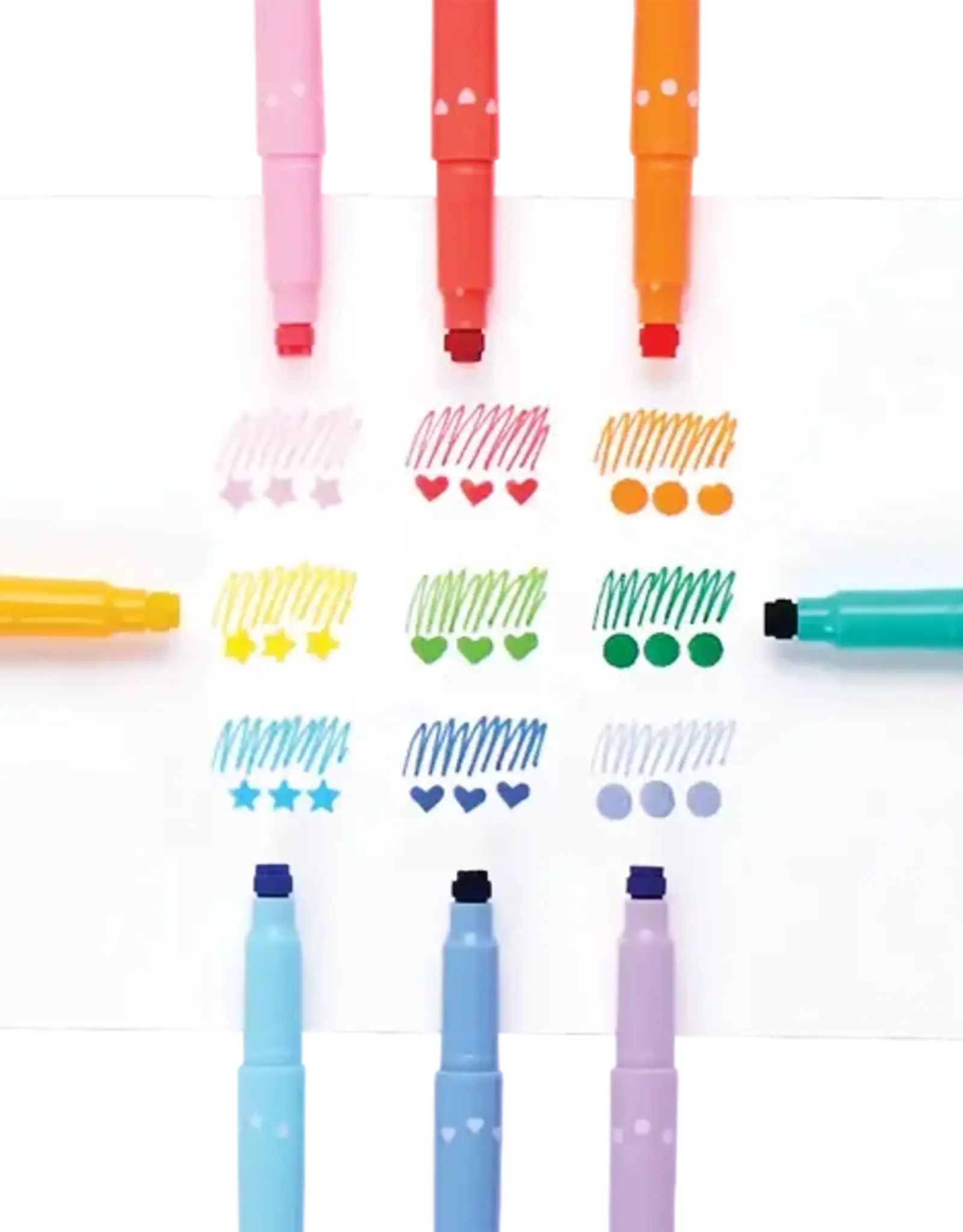 Ooly Confetti Stamp Double-Ended Markers - Set of 9