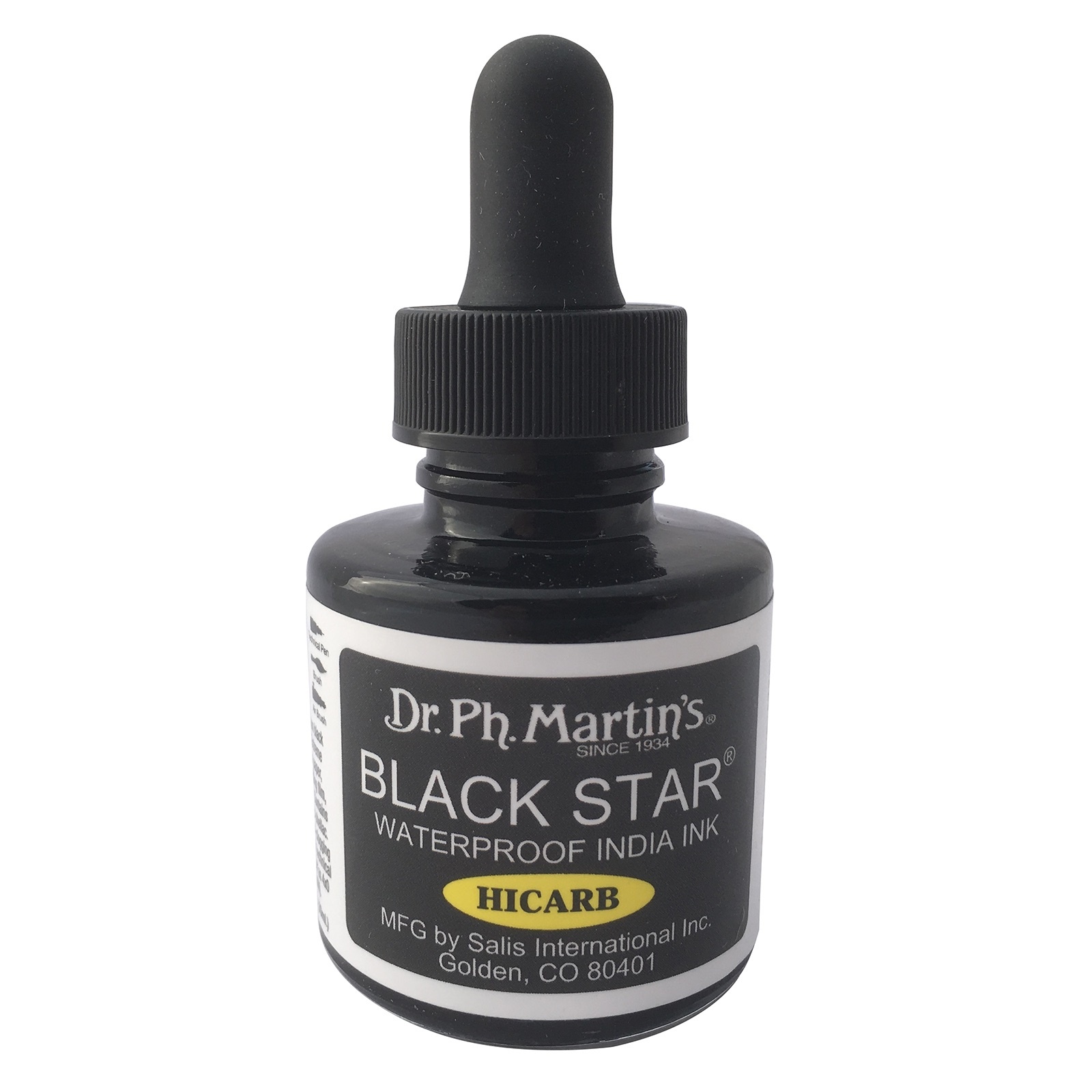 Dr. Ph. Martin's Black Star Hi-Carb Waterproof India Ink 1 oz - RISD Store