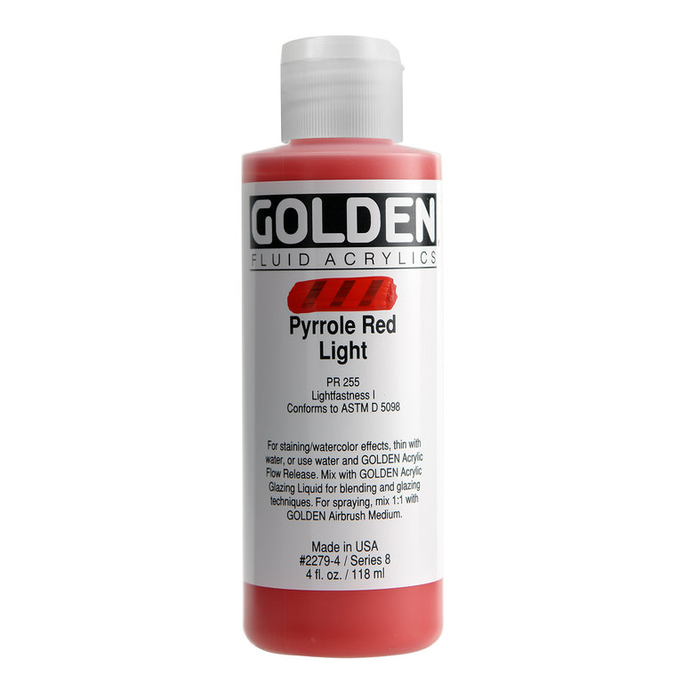 Golden Golden Fluid Acrylic Pyrrole Red Light 4 oz