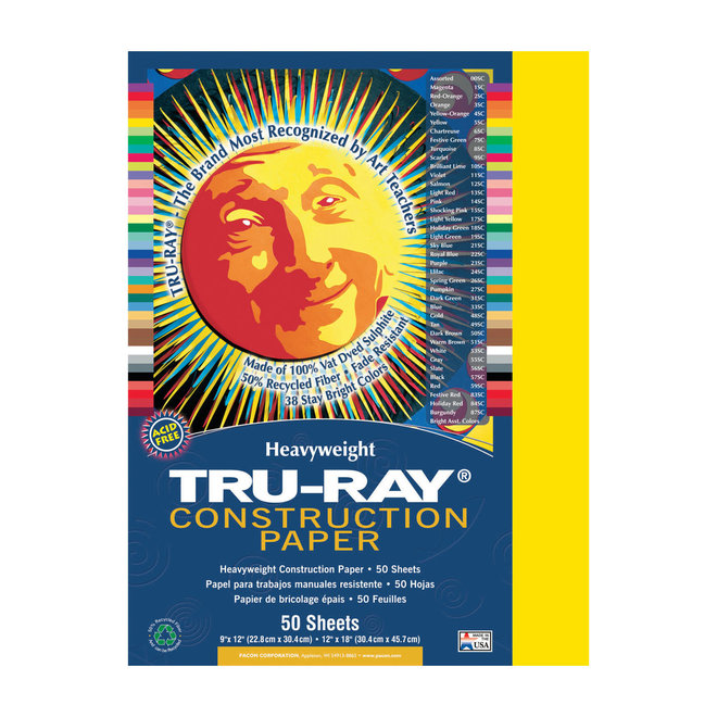 Tru-Ray Construction Paper, White, 24 x 36, 50 Sheets