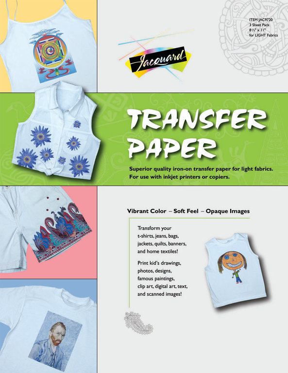 Jacquard Jacquard Transfer Paper for Light Fabric 8.5" x 11" 3-Pack