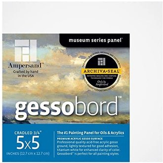 Ampersand Gessobord Uncradled 1/8" Profile 5" x 5" 4-Pack