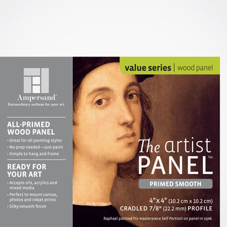 Ampersand Artist Panel Primed Smooth Cradled 7/8" Profile 4" x 4"