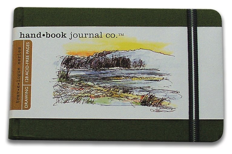Hand Book Global Art Handbook Travelogue Artist Journal Large Landscape Cadmium Green 8.25" x 5.5"