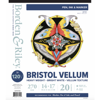 Borden & Riley #120V Bristol Vellum Pad 14" x 17" 20 Sheets/Pad Borden & Riley #120V Bristol Vellum Pad 14" x 17" 20 Sheets/Pad