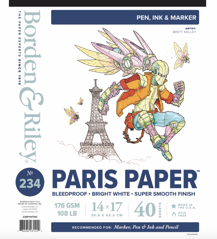 Borden & Riley Borden & Riley #234 Paris Bleedproof Paper for Pen Pad 14" x 17" 40 Sheets/Pad