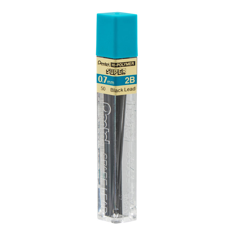 Pentel Pentel Super Hi-Polymer Leads, .7mm, 2B, 12-Pack