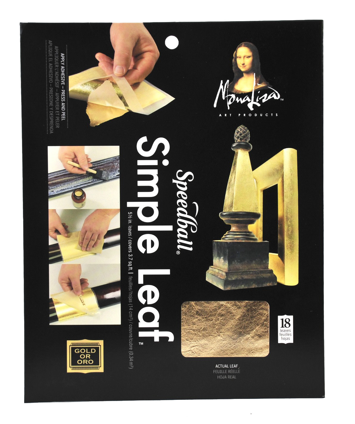 Mona Lisa Simple Leaf - 5.5 x 5.5, 18 Sheets, Gold
