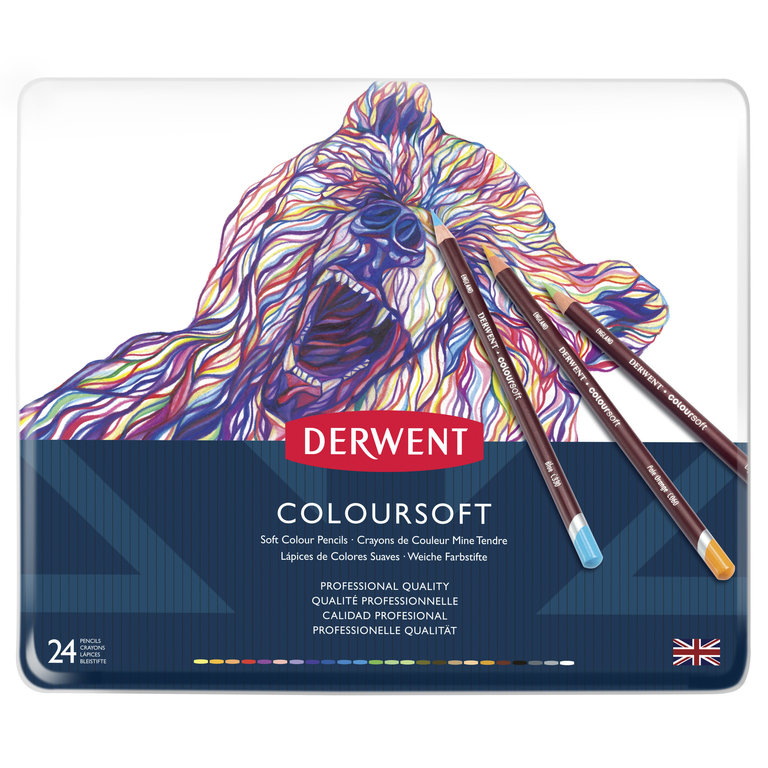 Derwent Derwent Coloursoft Pencil Set 24-Pencil Tin Set