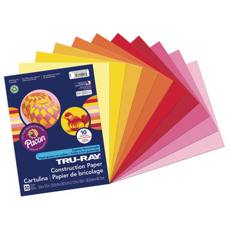 Pacon Tru-Ray Construction Paper, Warm Assorted Colors, 9" x 12"