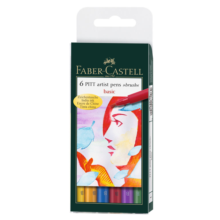 Faber-Castell Faber-Castell PITT Artist Brush Pen Set, 6-Color Basic Set