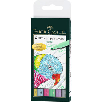 Faber-Castell PITT Artist Brush Pen Set, 6-Color Pastel Set Faber-Castell PITT Artist Brush Pen Set, 6-Color Pastel Set