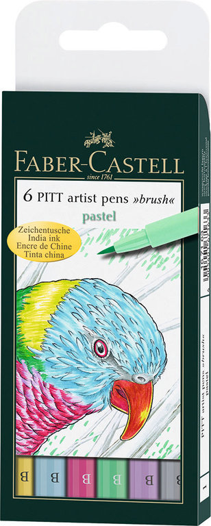 Faber-Castell Faber-Castell PITT Artist Brush Pen Set, 6-Color Pastel Set