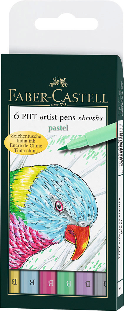 Faber Castell : Pitt Artists Brush Pens : Set Of 6 : Shades Of