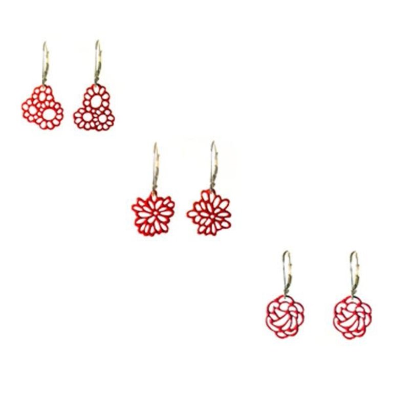 Melissa Borrell Popout Earrings Mini Flower Red