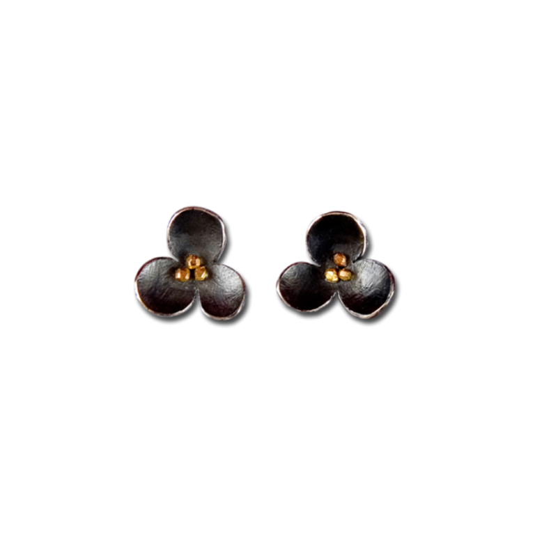 Priya Himatsingka Spangles Trefoil Oxidized Sterling Silver &18k Gold Post Earrings